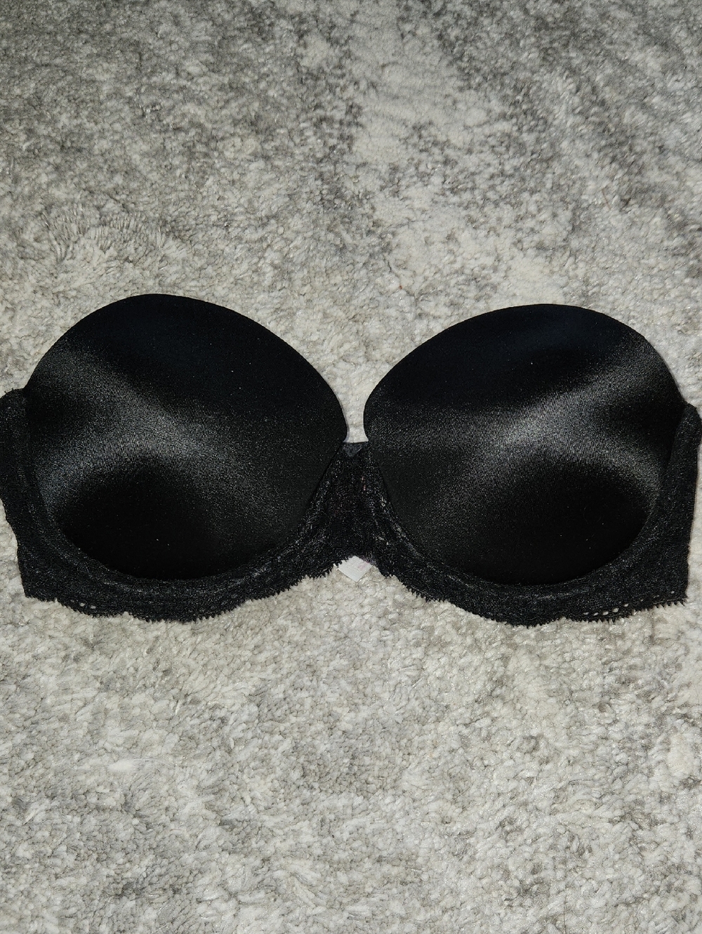 PINK Victoria's Secret Black Strapless Lace-Trim Bra